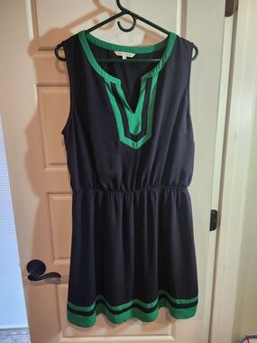 41 Hawthorn Navy Sleeveless Mini Dress with Green Trim